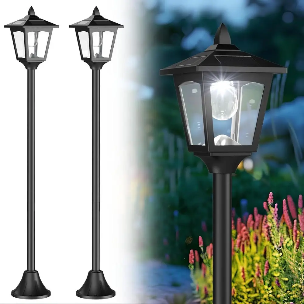 

2 Pack r Lamp Post Light 40 Inch, Long Lasting r Pole Lights All Night, 30 LM LED 6000K Cool White Light, IP45 Waterproo Glass O
