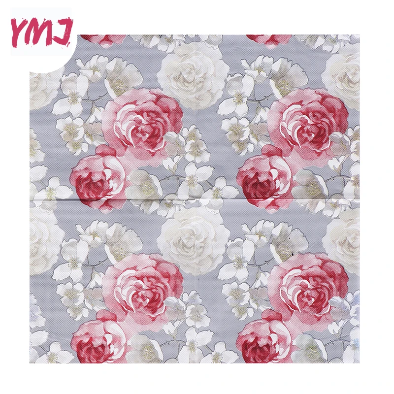 Servilletas con estampado de flores grandes, servilletas desechables para banquete, restaurante, decoración de fiesta de cumpleaños, papel de pulpa de madera, 2 capas, 20 piezas/Pac, 33x33cm