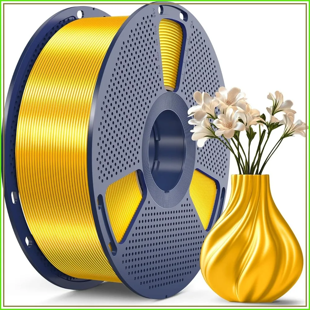 

Silk PLA Filament 1.75mm, Shiny Silky Surface, Easy to Print, Dimensional Accuracy +/- 0.02mm, Light Gold 1KG