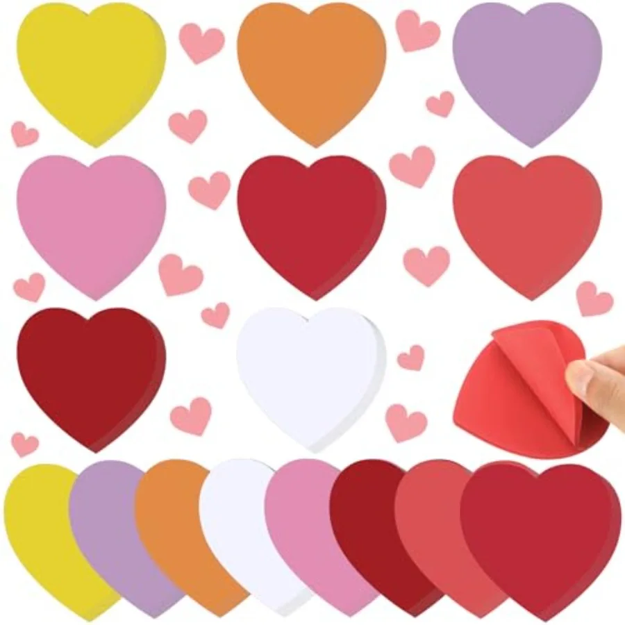 

720 Sheets 24 Pads Heart Shaped Sticky Memo Notes Funny Self Stick ful Cute Note Pads 3 x 3 Inch Easy to Post DIY Decorations f