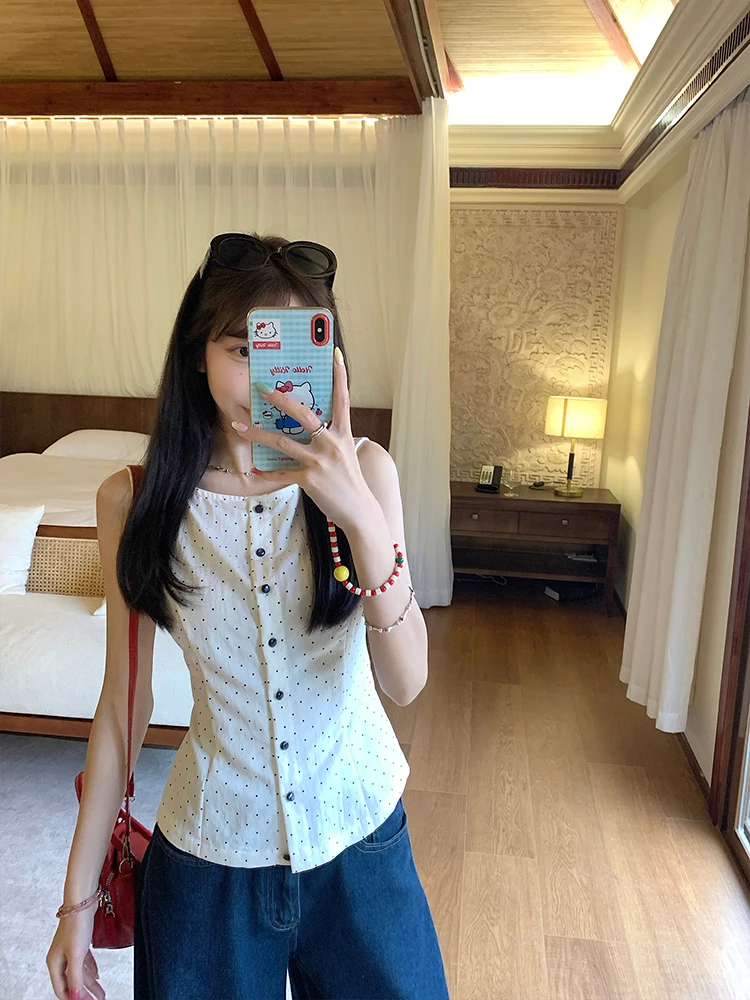 MosesQueen Queen Moses Polka Dot Bubble Sleeve Short Sleeve Shirt New Style Summer Women's T-shirt Standard Fit Casual Wear