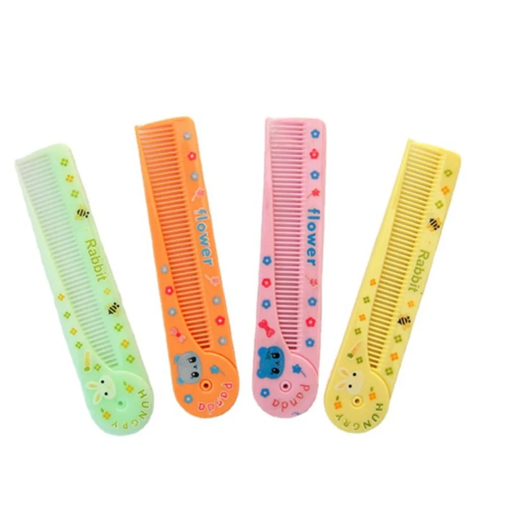 Cartoon Folding Plastic Fine Tooth Tail Comb Mini Portable Hair Comb for Girls Kids Styling Hair Care Hairbrush Accessories