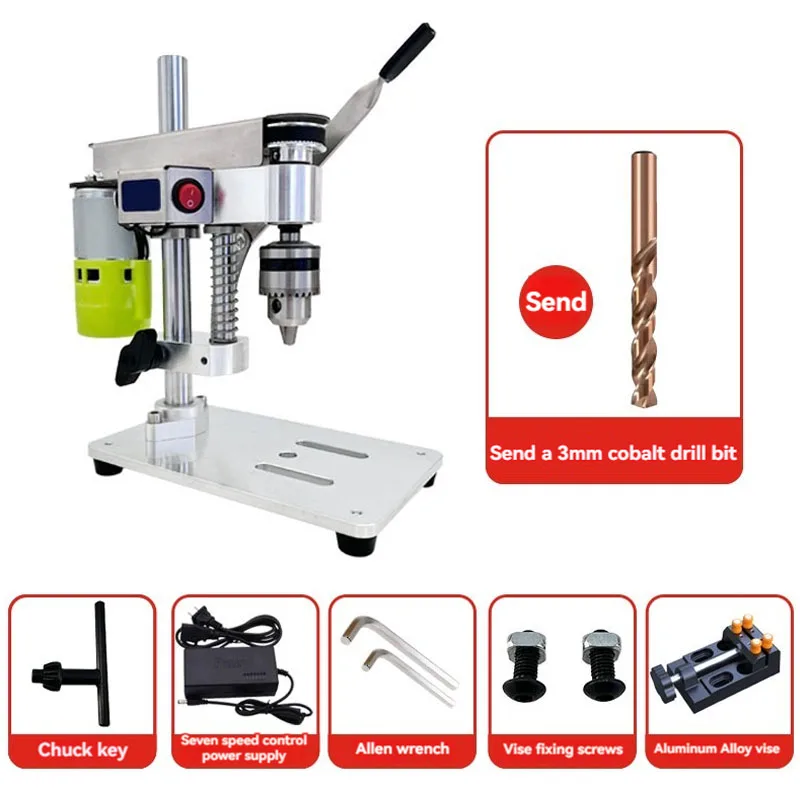 

Mini Drill Press Precision Table Drilling Machine Portable Benchtop Driller B10 Chuck Metal Wooden DIY Crafts Tool 795 Motor