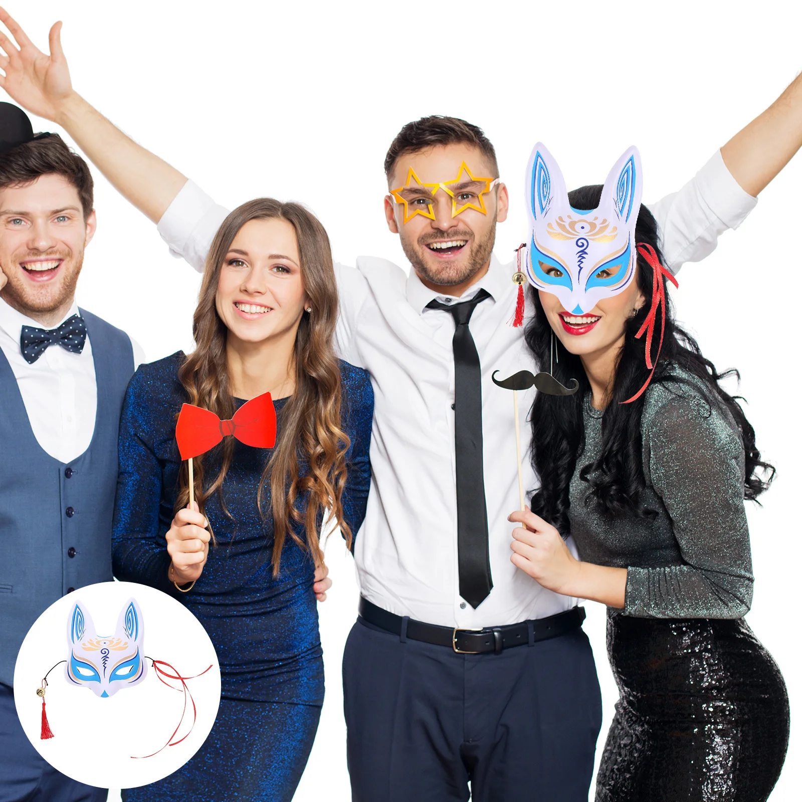 

Charming Half Facial Fox Mask Delicate Color Eyecatching Design Soft Comfortable Wear Versatile Use Cosplay Masquerade Ball