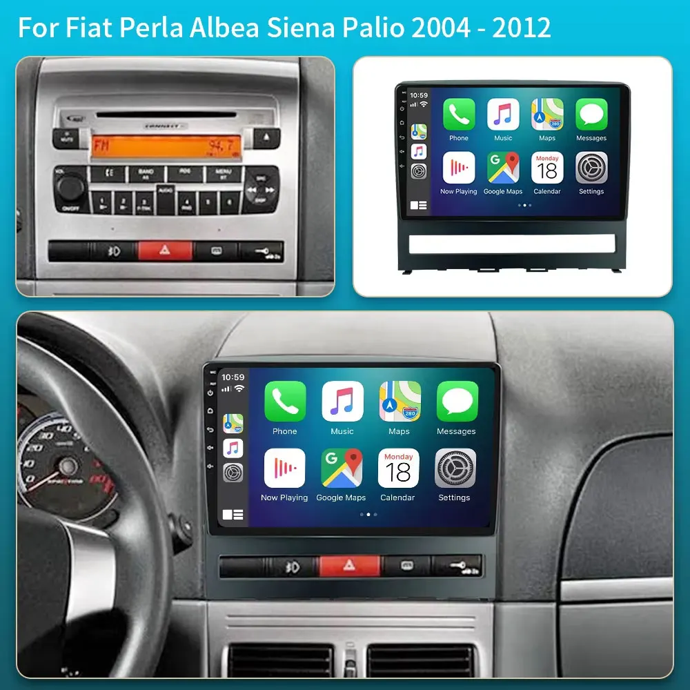 Android 16 Carplay Car Radio For FIAT Strada Palio Siena Albea ZOTYE Perla Idea Z200 2004-2012 Multimedia 2DIN FM Video Player