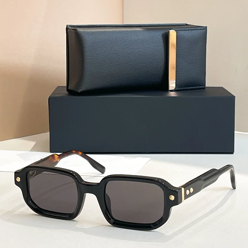 

PROJRCT 06 Original High Street Black Gold Sunglasses for Male Classical INS Fashion Square Acetate Solar Glasses for Men