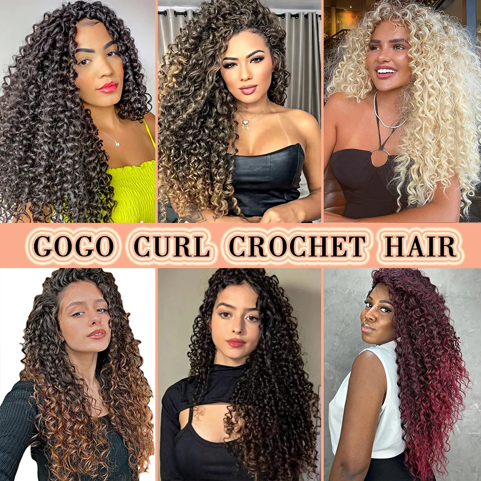 1-6 Packs 14 18 Inch Gogo Curly Crochet Hair Ombre Dark Brown Water Wavy Beach Curls Crochet Hair Synthetic Curly Braiding Hair