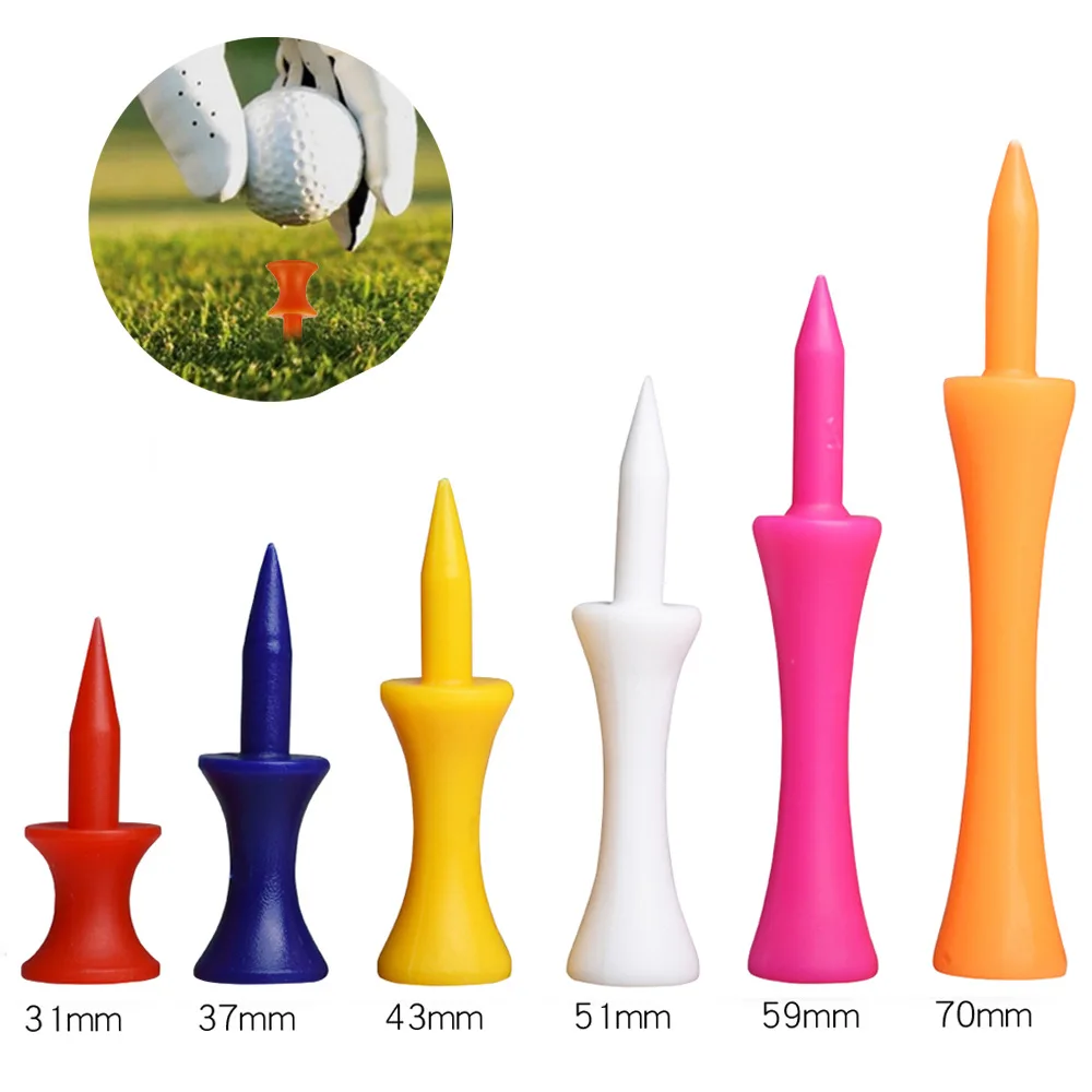 

6PCS Funnel Golf Tee Plastic Golf Tee Pack Golf Tees Colorful for All Over Sized Driver Irons Hybrids Longer Distance Drop Ship
