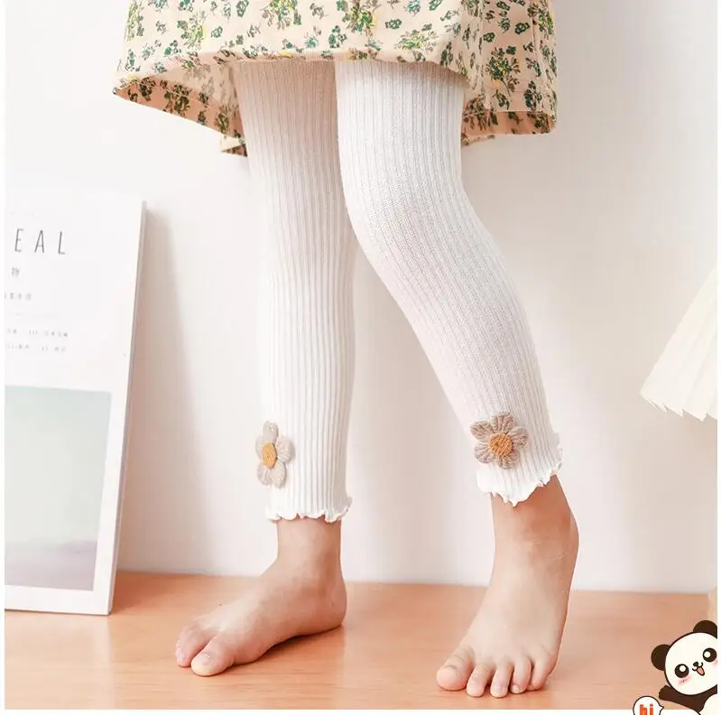 Spring Warm Baby Pants Newborn Girls Leggings Sunflower Lace Pants Kids Children Leggings 0-4 Years