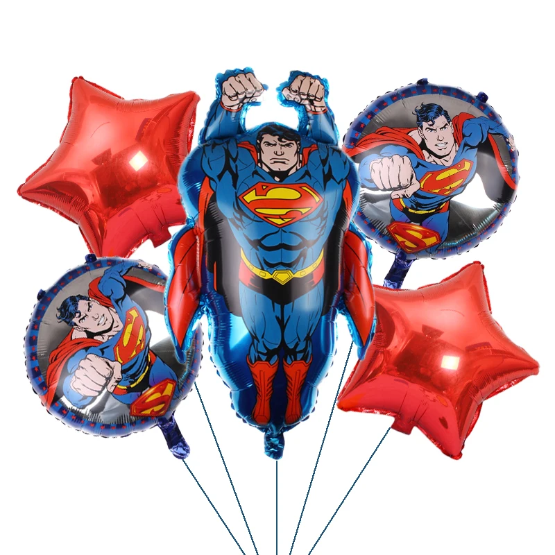 5PCS DC superman Balloon set Cartoon superhero foil Balloons for child Birthday Party Decoration boy Baby shower Gifts Supplies