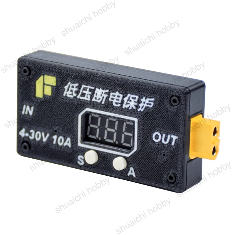 Módulo de desconexión de bajo voltaje, protección contra sobredescarga de batería con carcasa impresa en 3D para paquete de batería de uso en campo, 10A, 4-30V, 1 Uds.