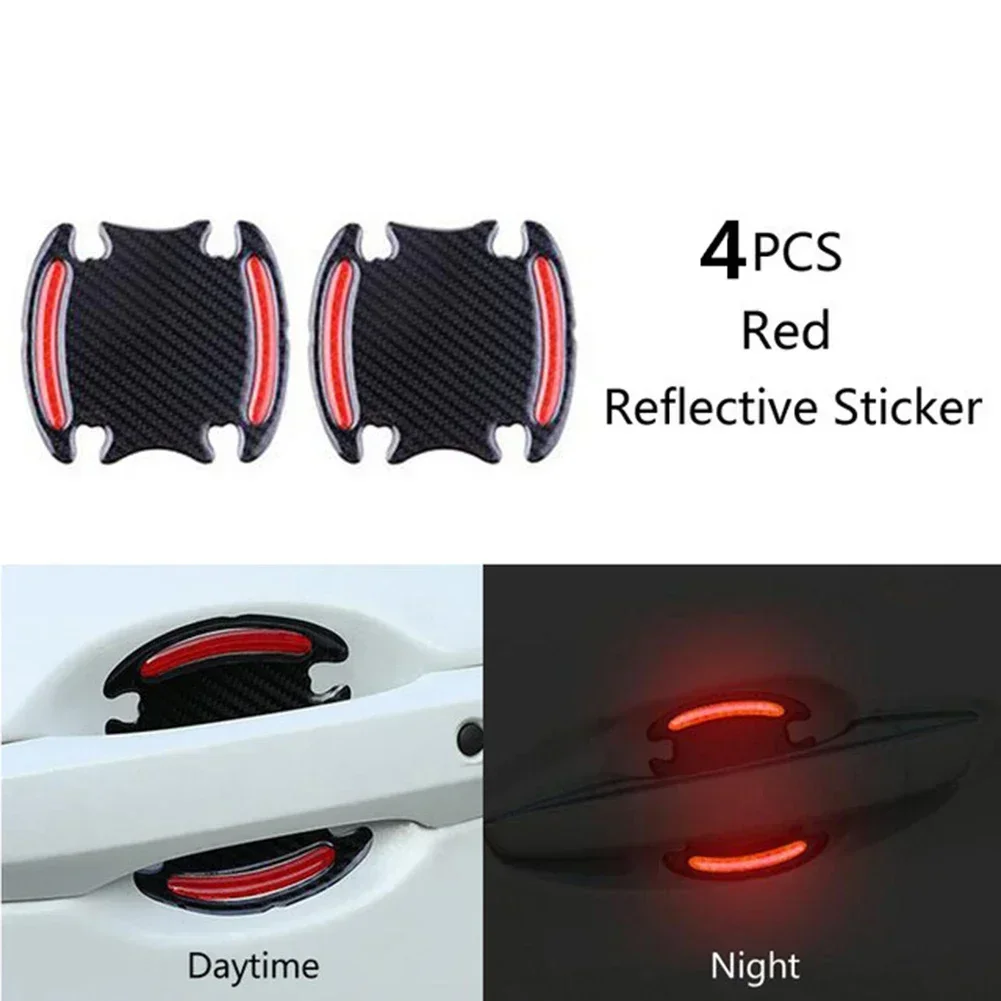 4sets 3D Car Door Handle Cup Cover Scratch Protector Safety Reflective Stickers Door Handle Cover Trim Decoration NEW USEFUL