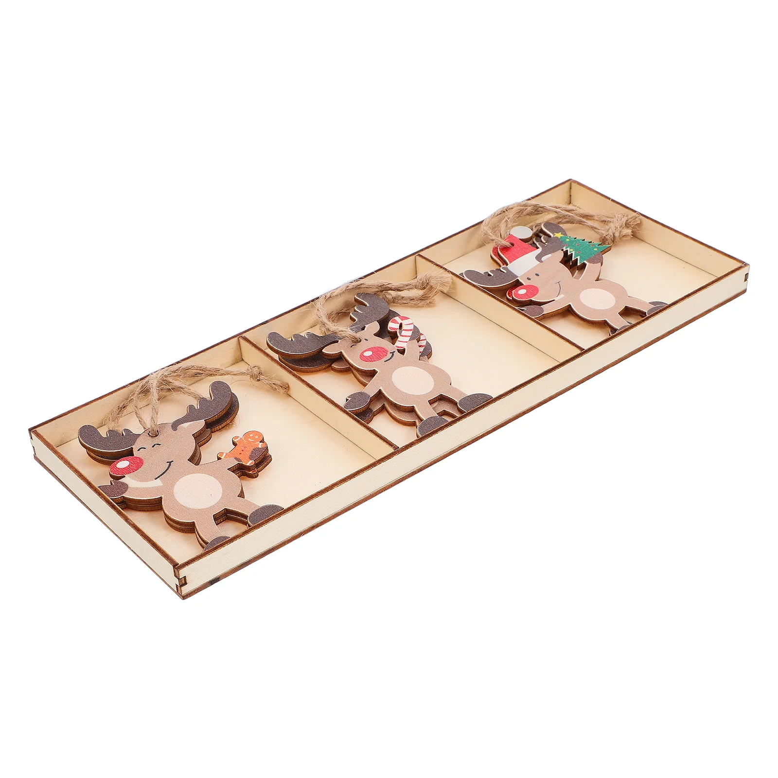 

6Pcs Christmas Tree Pendants Wooden Ornaments Xmas Decor Rustic Holiday Charms for Indoor Outdoor Party Decoration