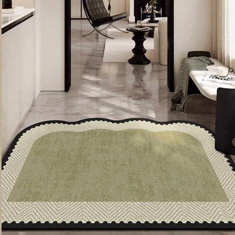 Entryway Doormat Non-slip Stain-resistant Wear-resistant Floor Mat Green Irregular Plant Rug Retro Style Home Decoration Carpet