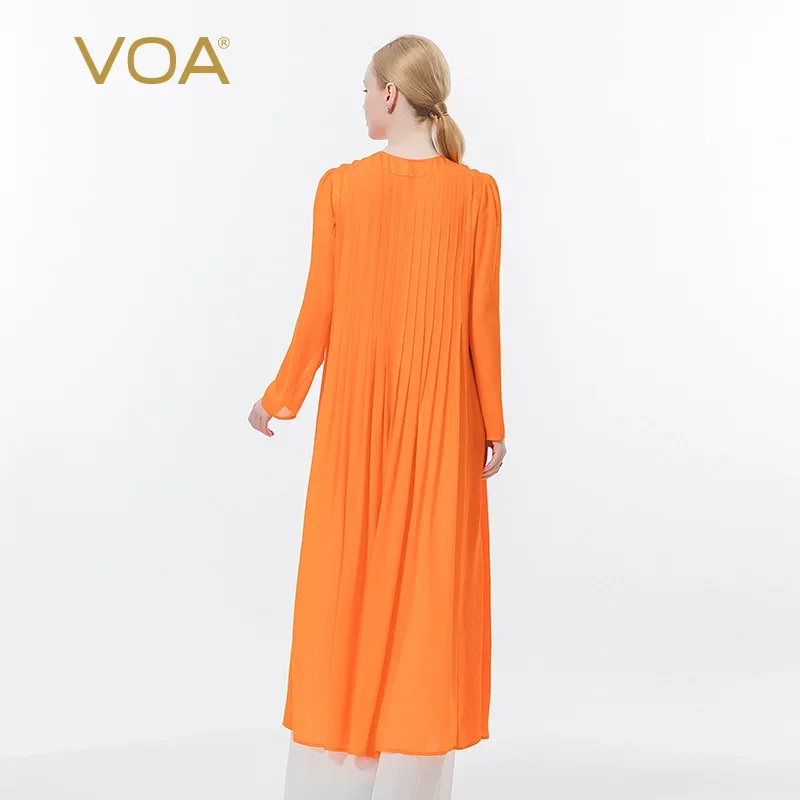VOA soie Double-artisanat Jacquard à manches longues Cardigan pli Georgette bosse épissage crème solaire conditionnement chemise coupe-vent FE137