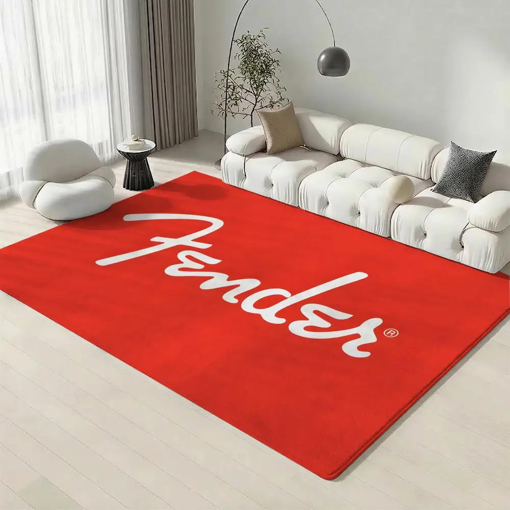 Music F-Fender Floor Mat Eco-Friendly Flannel Doormat Non-Slip Odorless Soft Short Plush Indoor Floor Rug