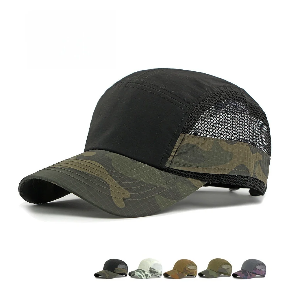 Gorra de Running Ultraligera de Secado Rápido para Hombre y Mujer, Gorra de 5 Paneles con Malla de Camuflaje Transpirable, Estilo Gorpcore para Deportes al Aire Libre, Gorra de Béisbol Trucker