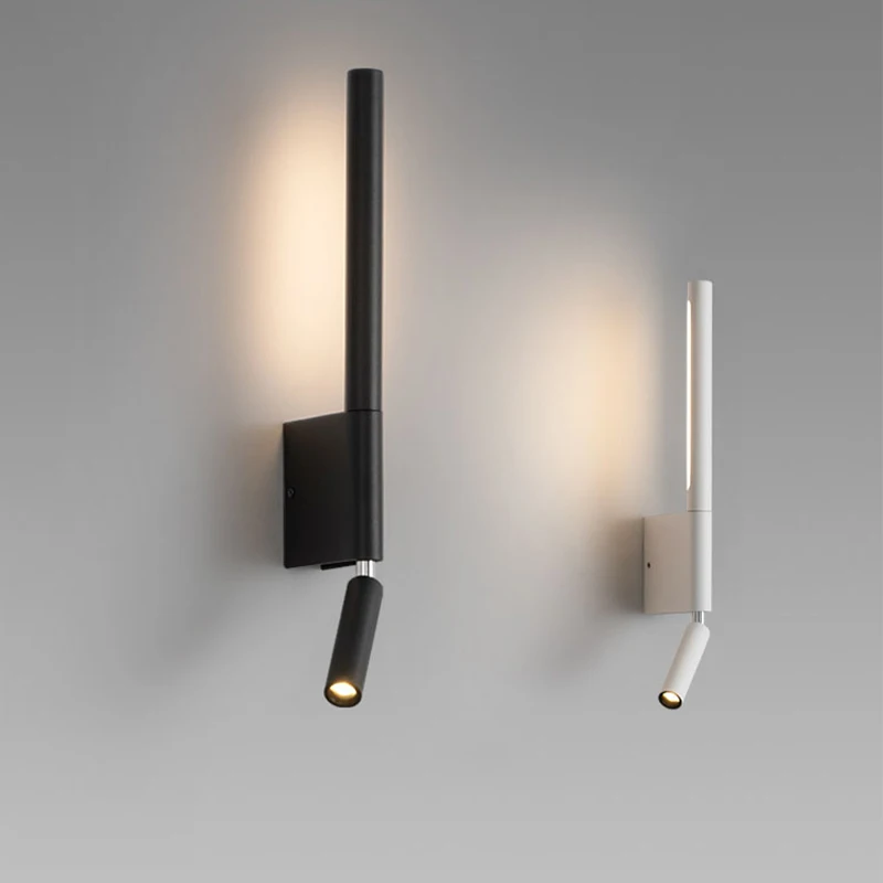 Modern Rotating Bedside Wall Lamp Nordic Minimalist Adjustable Swing Arm Reading Light for Bedroom LED Night Light with Switch