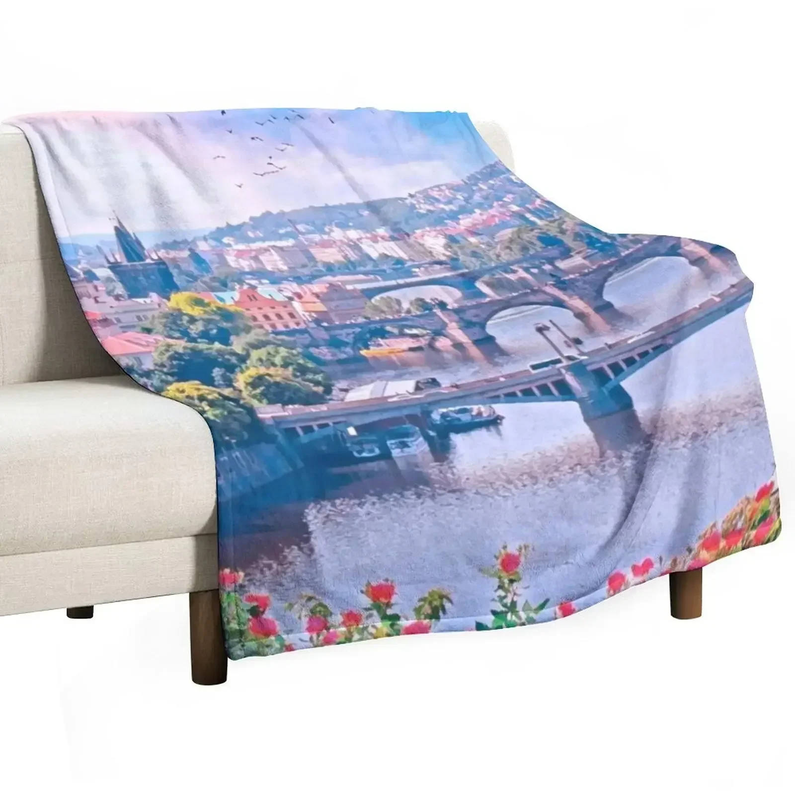 Prague Cityscape Czech Republic Throw Blanket Single Multi-Purpose For Decorative Sofa Bed Blankets