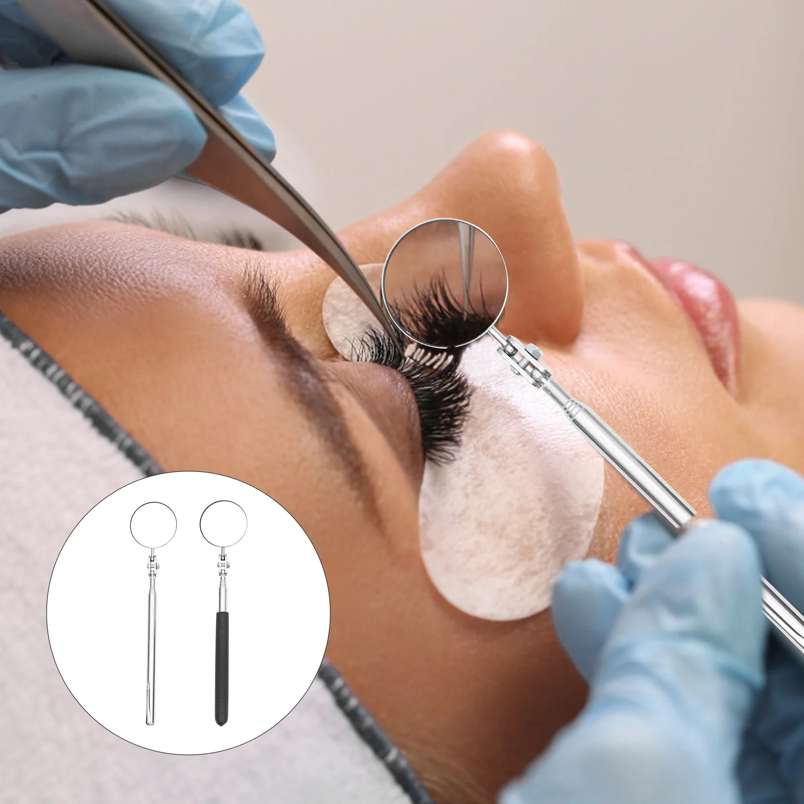 

2Pcs Lash Mirror Folding Eyelash Check Mirror Adjustable Angle Anti-Slip Lightweight Portable Beauty Tool Beauty Salon Tool