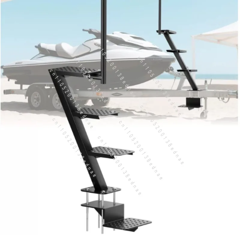 Heavy Duty Marine Trailer Steps with Handrails Anti-skid Mat Marine Trailer Tongue Pedal Trailer Boarding Device