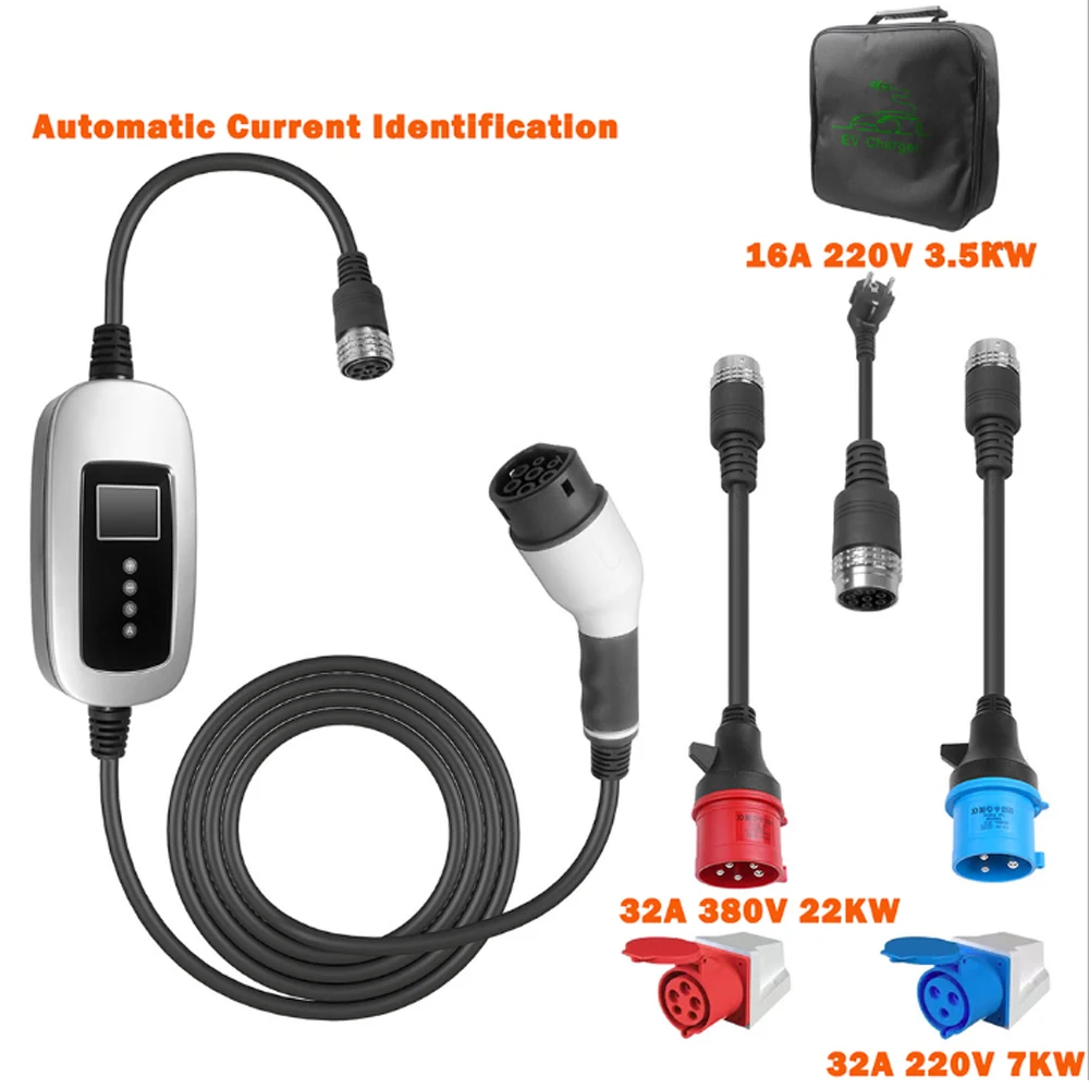 

Type 2 EV Charger 22KW 5M 32A 3PIN&5PIN Electric Car Charger EVSE Fast Charging Automatic Adjustable Current Charger CEE 3Phase