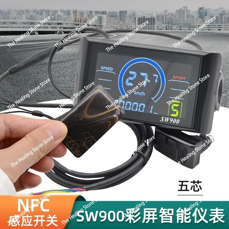 electric-bicycle-nfc-function-intelligent-color-screen-instrument-sw900-mountain-bike-lcd-display-five-core-modification