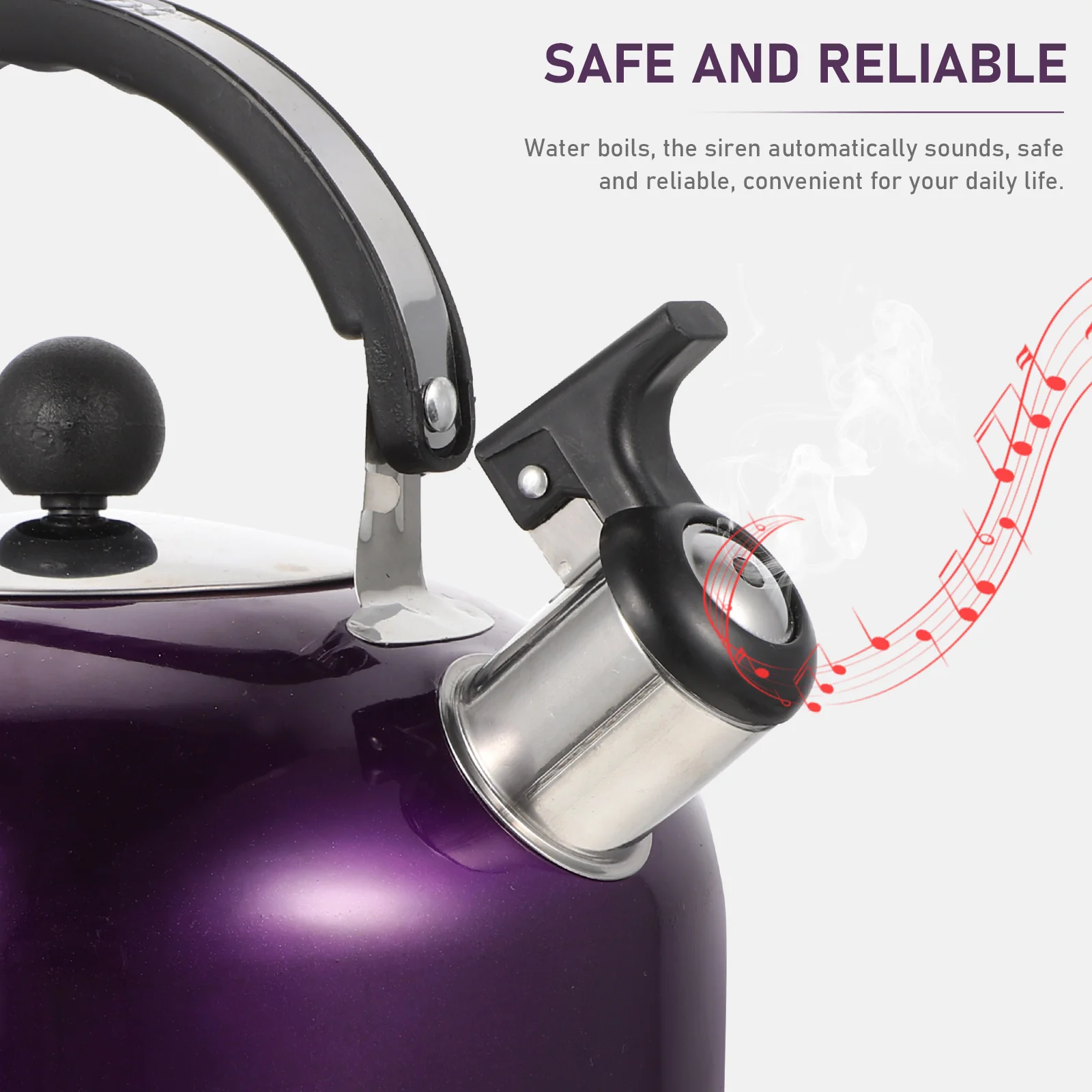 Stainless Steel Whistling Kettle Camping Coffee Pot Water Heating Sounding Spherical Steel= Hot Tea