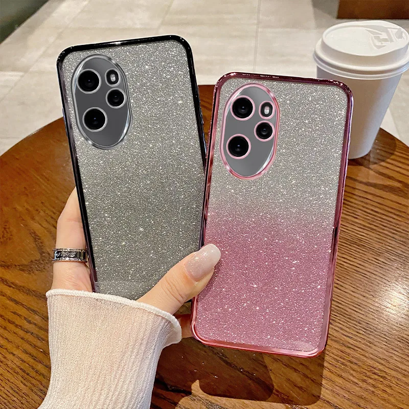 For Honor 100 Pro Case Honor MAA-AN10 Phone Case Shiny Glitter Plating Silicone Camera Lens Soft Back Cover