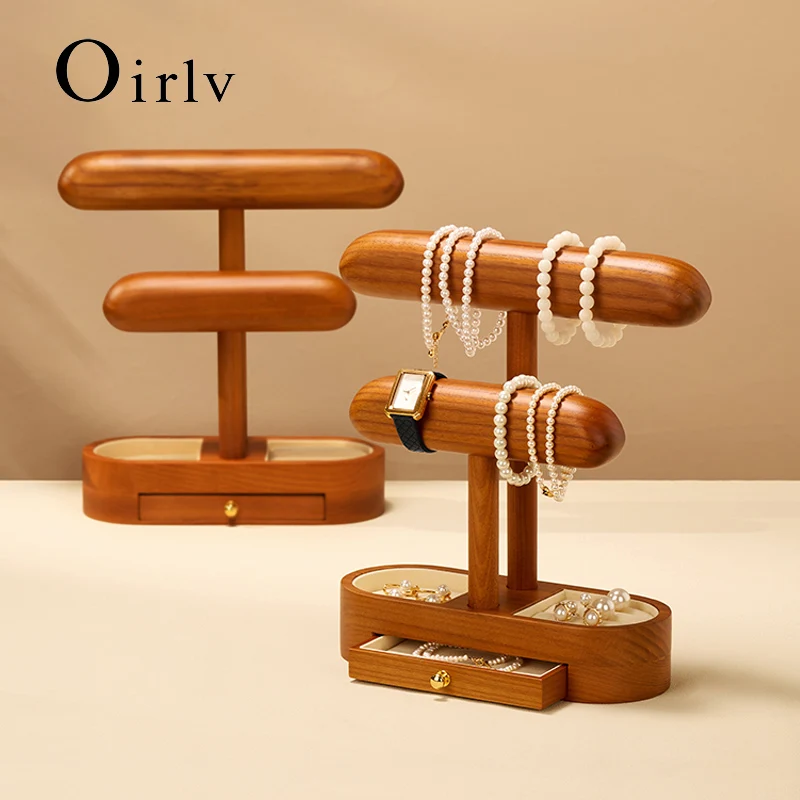 Oirlv 1/2 Layer Wooden Watch Stand Jewelry Organizer Watch Bracelet Storage Display Watch Display Stand Jewelry Watch Holder