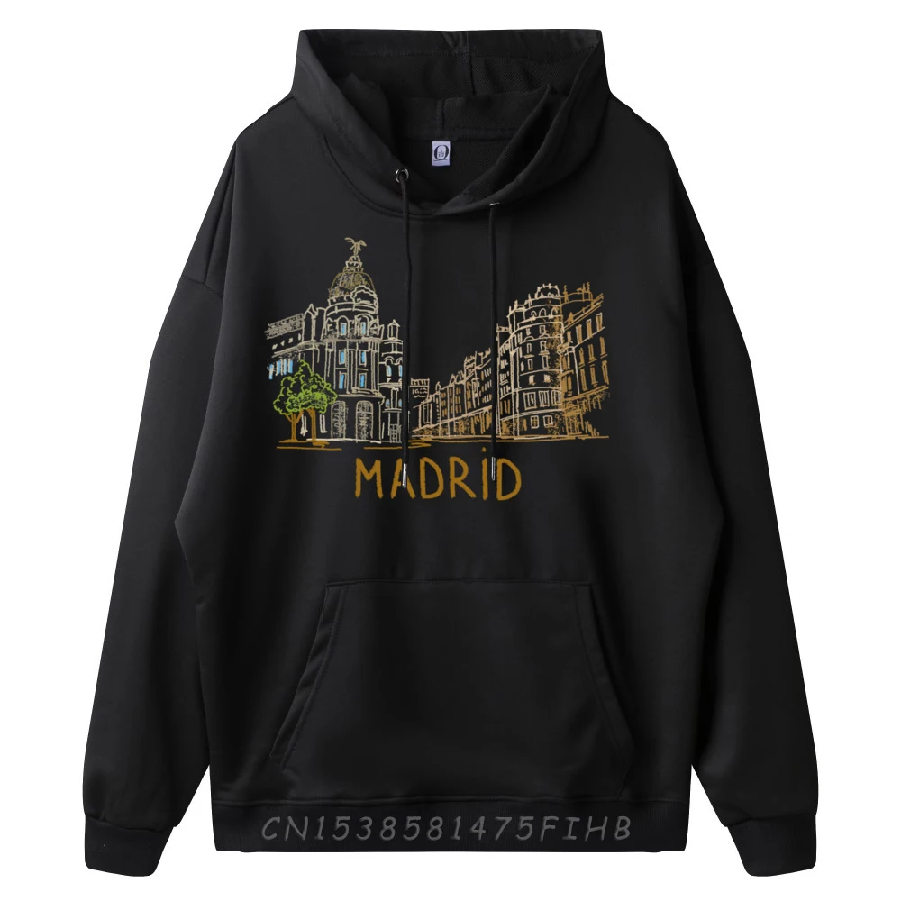 Madrid Spain Graphic Sweatshirts Men Men Men Long Sleeve Tee Long Sleeve Pullover Hoodie Man Sweatshirts