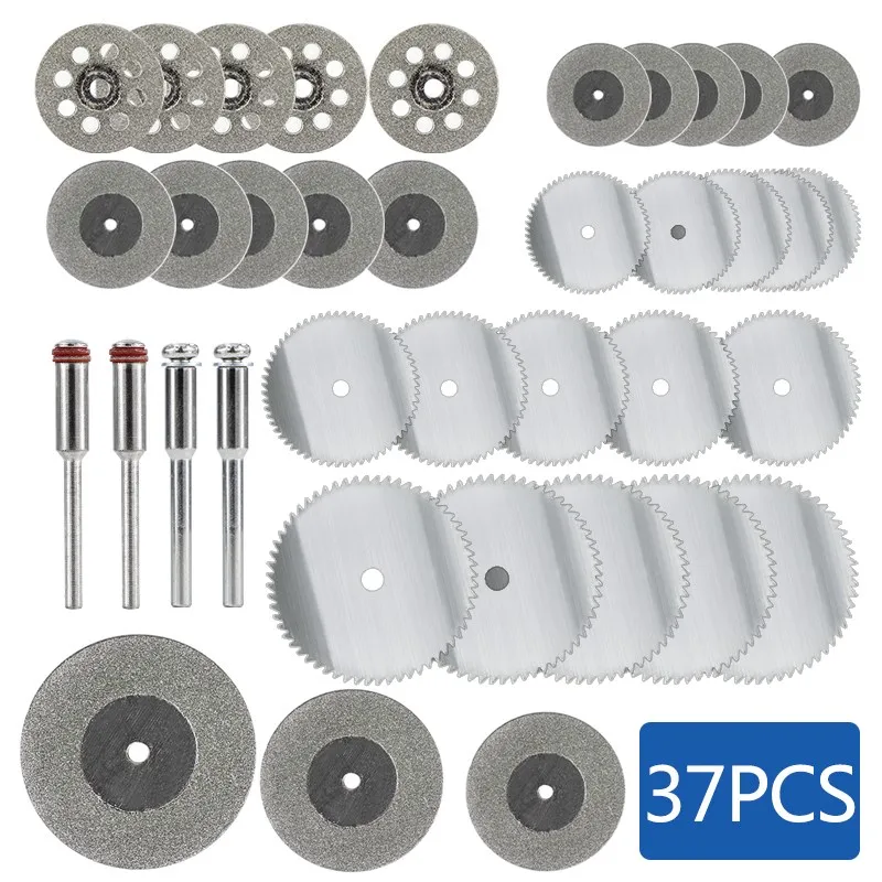 CMCP – ensemble de lames de scie diamantées, Mini lames de scie pour bois et métal, roues à découper en résine pour Dremel, outils rotatifs, ensemble d'outils électriques, 37 pièces