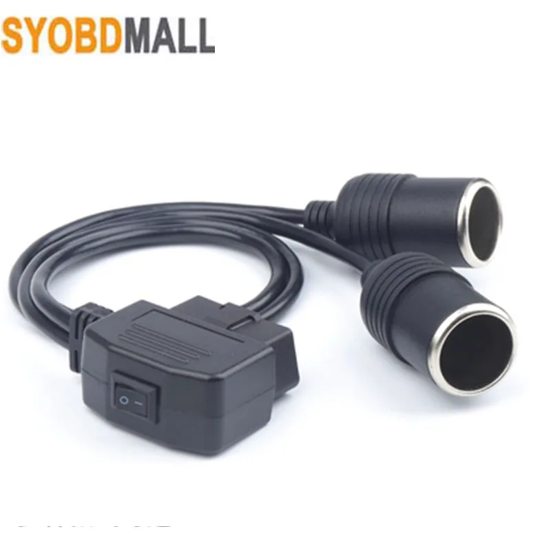 Optional Car Power Adapter Cigarette Lighter OBD2 Plug To USB Interface Cable 16Pin with Switch Obd Female Head Tram Charger