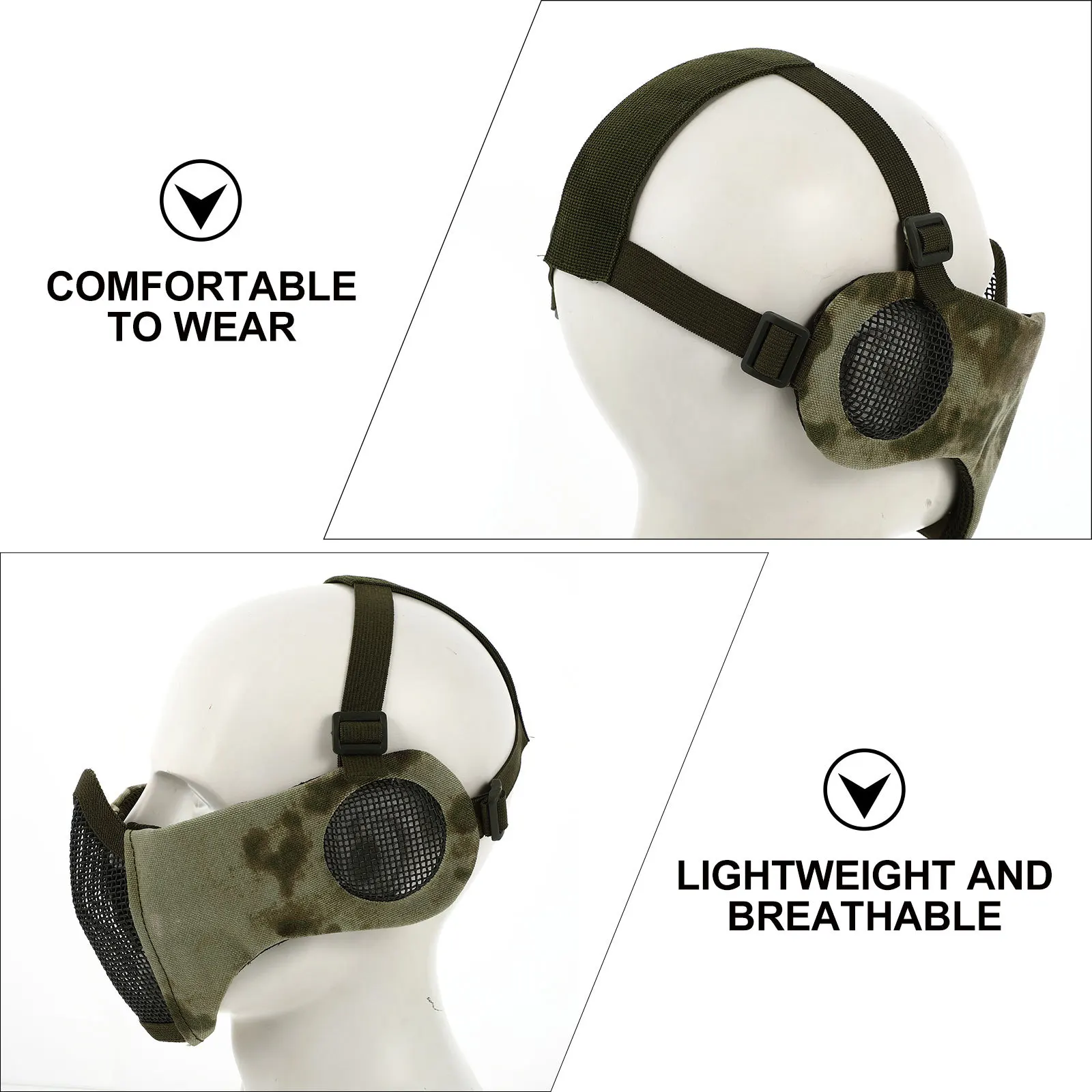 

Breathable Face Cover Military Style Half Face Protector Wear-Resistant Cycling Riding Mask for Outdoor Sports Activities