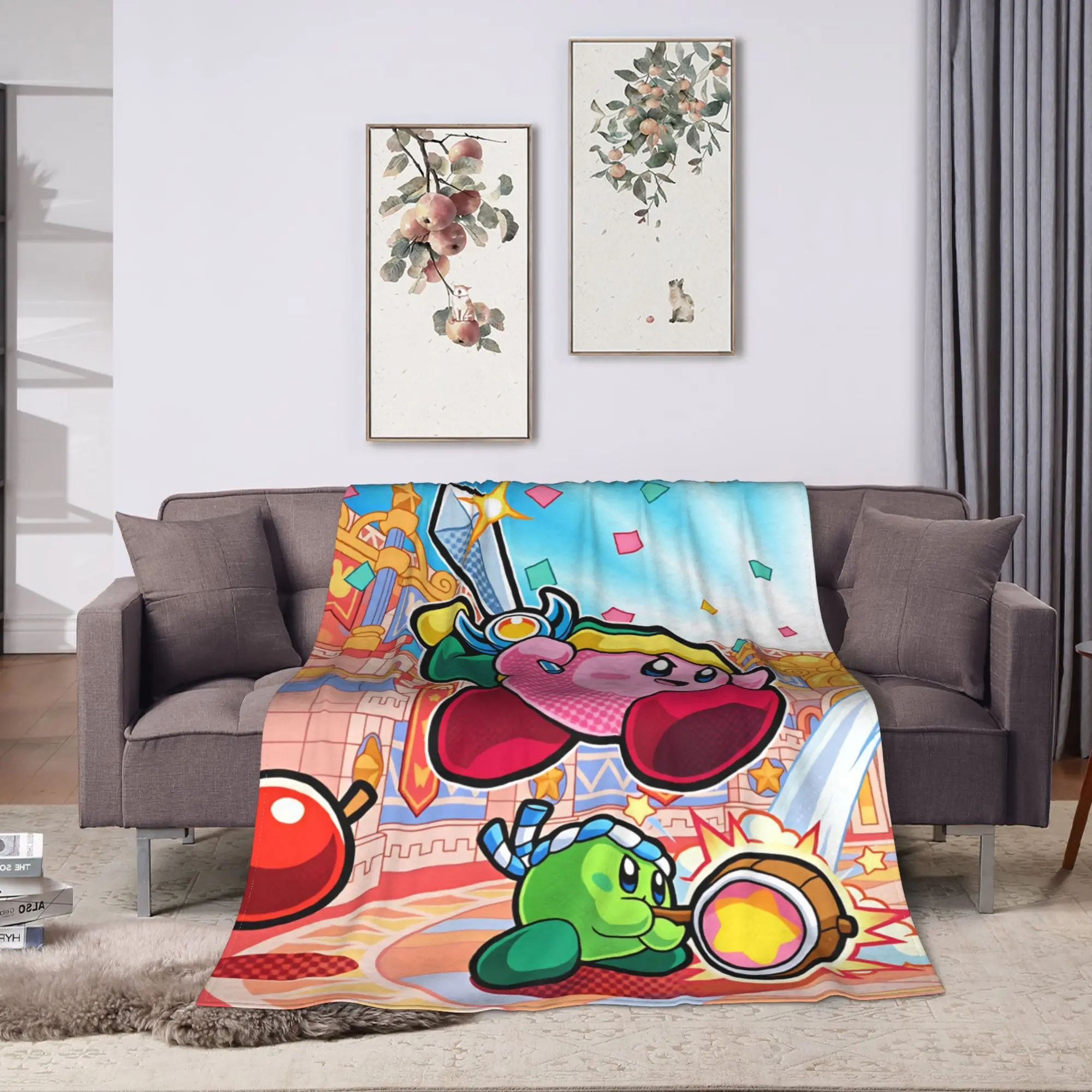 K-Kirbies  Flannel Blanket  Super Warm Throw Blanket for Living Room Travel Office Novelty Bedspread Sofa Bed Cover