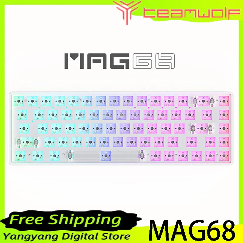 

Teamwolf MAG68 Mechanical Keyboard Hot-swap Low Delay Bluetooth Three-mode E-sports Gaming Keyboard RGB PC Gamer Accessories