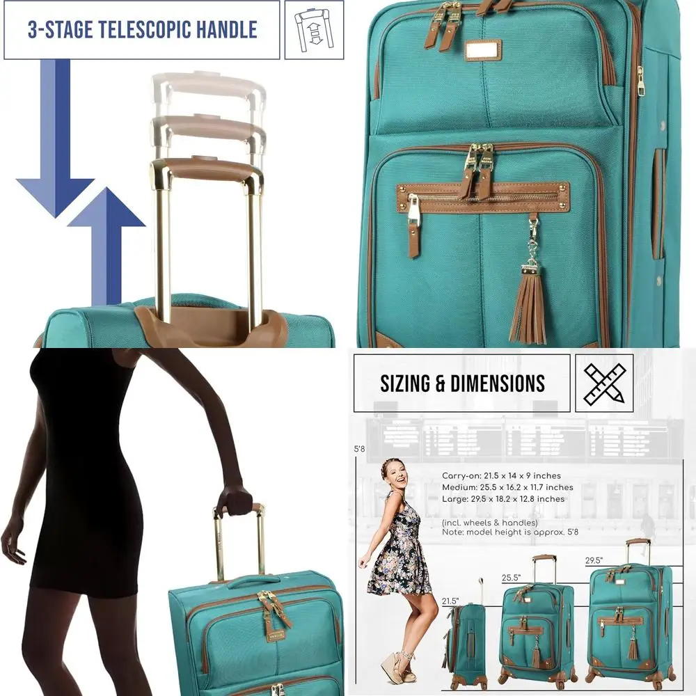 

Расширяемый чемодан Softside 28, с вращающимися колесами Harlo Teal Blue от Steve Madden Designer Lage