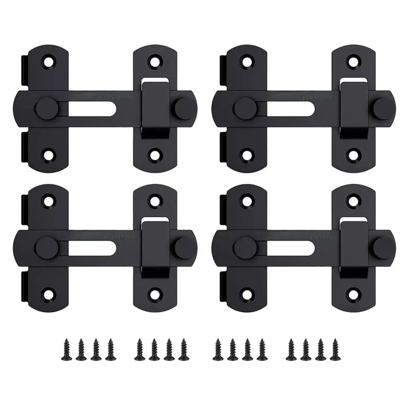 

AF95-4Pcs Прочный поворотный замок на 180 градусов, замок для входной двери, замок безопасности для дверей ванной комнаты, садовых дверей, дверей сараев, раздвижных дверей