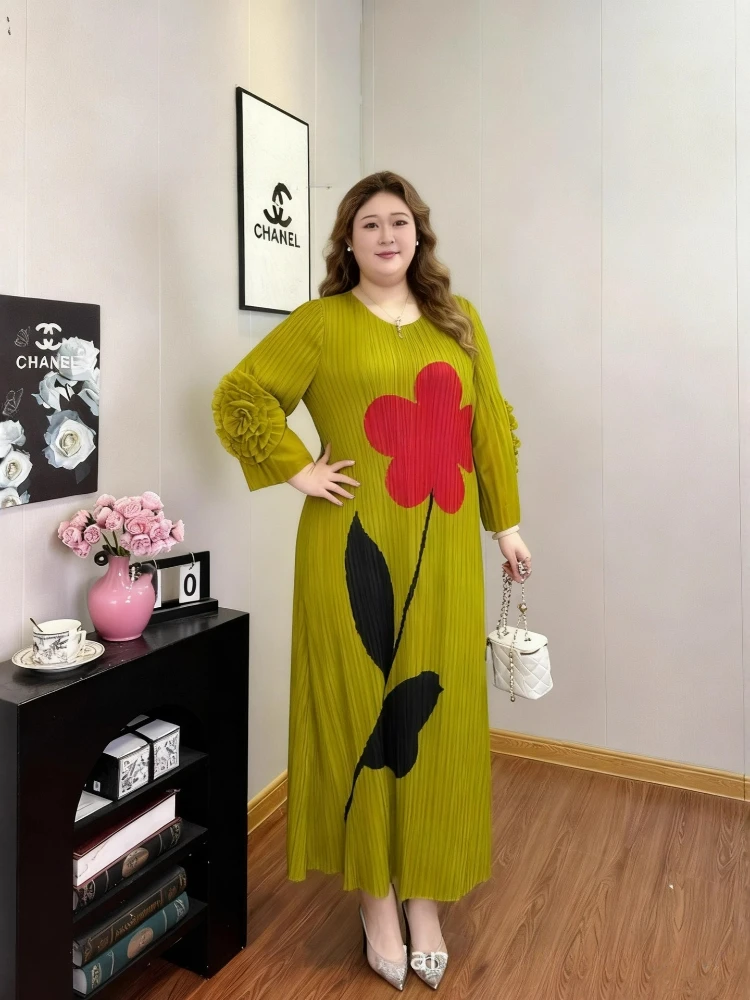 2025年秋新作 ミヤケ風 ルーズで上品なプリーツワンピース レディース カジュアル デイリー 長袖 ロングワンピース