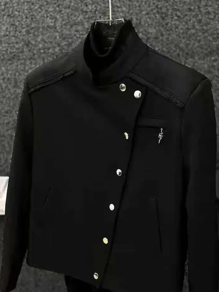 

Осенняя новинка: модная мужская куртка на пуговицах с воротником-стойкой, свободного кроя, повседневная верхняя одежда, трендовая, класса люкс.