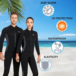 Women 3mm Neoprene Long Sleeve Wetsuit Top Warm Front Zipper Wetsuits Shirts for Surfing Swimming Snorkeling Kayaking