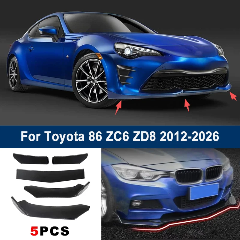 

Adjustable 5Pcs Sectional Front Spoiler Lip For Toyota 86 ZC6 ZD8 2012-2026 Front Bumper Splitter Car Exterior Sport Body Kit