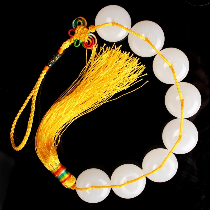 Eight White Jade Round Buckle Home Living Room Jade Wall Chinese Knot Eight White Jade String Handicraft Pendant