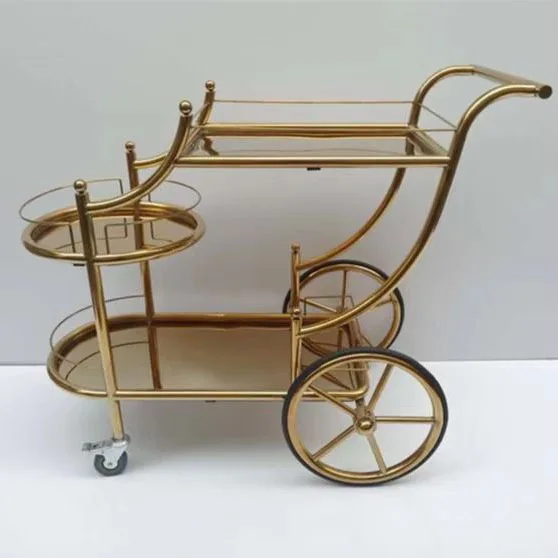 Gold stainless steel light luxury hot selling hotel luxury car beverage cart