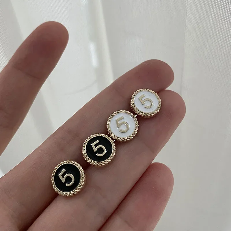 10pcs Fashionable Buttons 11mm Round Number 5 Metal Shank Buttons Woman's Blouse Sweater Sewing Accessories