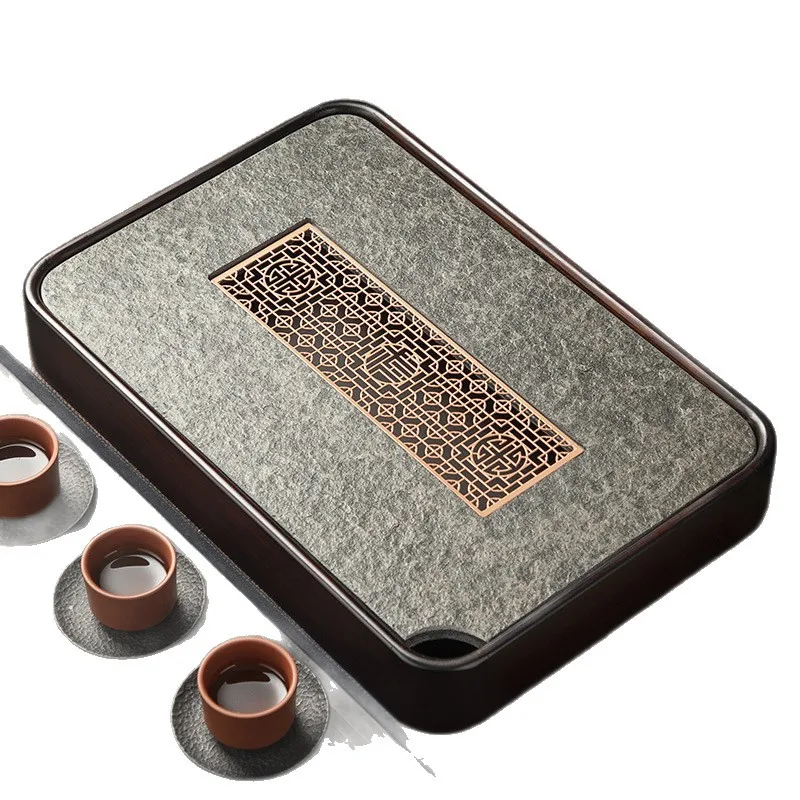 Water storage type Wujinshi tea tray Home office  set Small tea table  room Stone drain tray