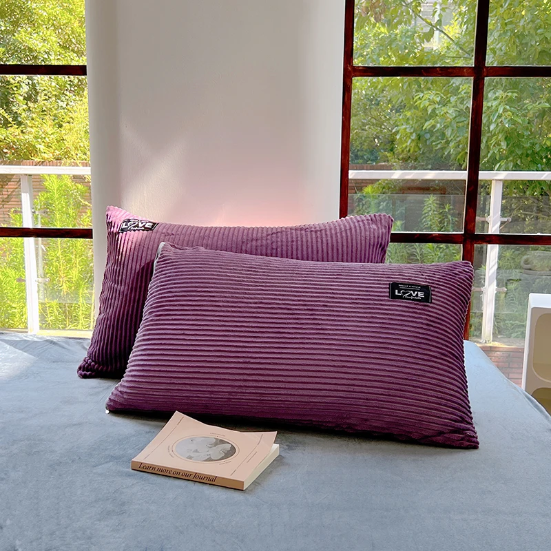 Ein Paar einfache, weiche, rechteckige Kissenbezüge aus Korallen-Samt, 2 Stück, 48 x 74 cm, Kissenbezug mit Reißverschluss, Kissenbezug für Erwachsene, für Bett oder Schlafzimmer – Detail 6