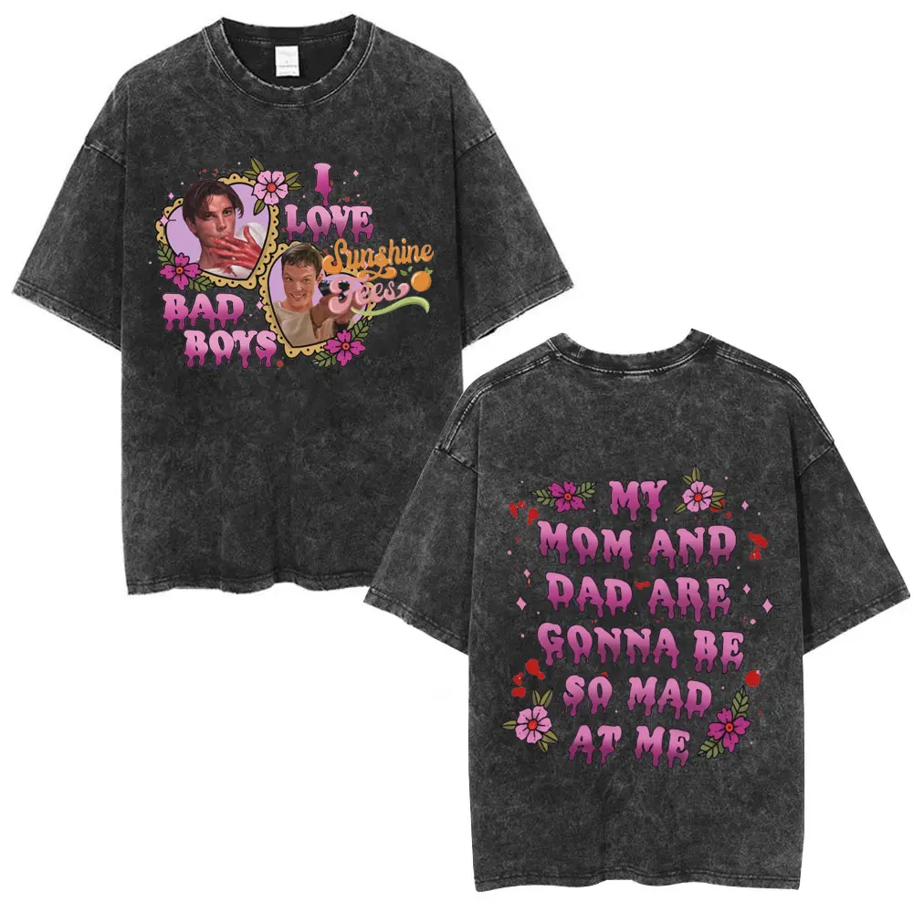

Washed Vintage Scream I Love Bad Boys Billy Loomis My Mom and Dad Are Gonna Be So Mad At Me T-shirt Men Casual Oversized T Shirt