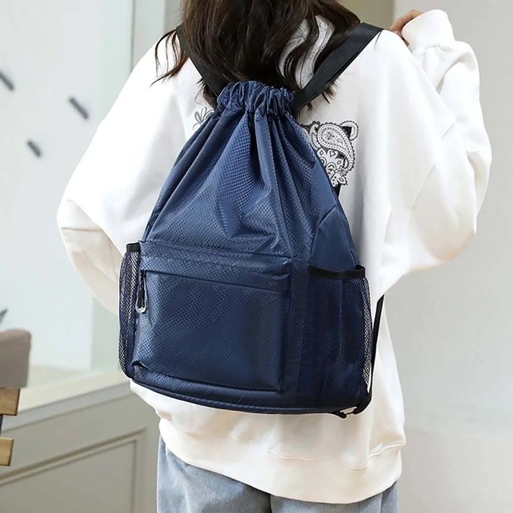 Portable Gym Drawstring Bag Quick Drying Adjustable Straps Oxford Cloth Backpack Large Capacity Lightweight