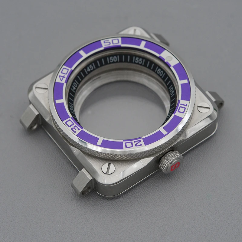 حافظة قمرة القيادة للطيار المربع مقاس 42 مم SKX007 مع حافظة NH35 من كريستال الياقوت متوافقة مع حركات NH35/NH36 قرص 28.5 مم